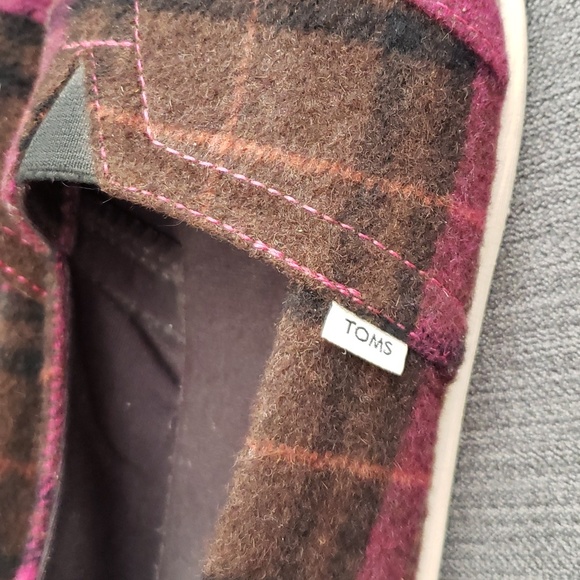 TOMS 7.5 Fushia Plaid Alpargata Slip-on Shoes - Picture 5 of 10
